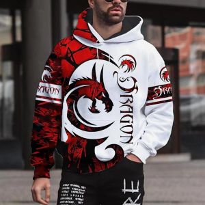 Autumn fashion mens European and American animal print micro elastic comfortable hooded sweatshirt outdoor urban high street cl