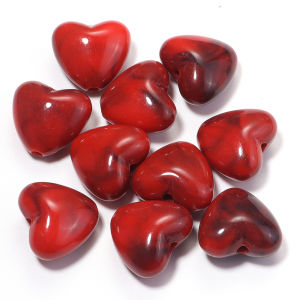 10pcs 18x19.5mm Imitation Jade Stone Heart Shape Acrylic Beads Dual Color Straight Hole Loose Bead For Jewelry Making DIY Access
