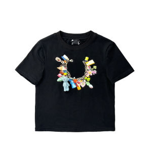 MeihaoStore Basic Bear Bracelet Short Sleeve 3D Colorful Mini Board Style Youth Fashion Cotton Polyester Blend Summer T-Shirt
