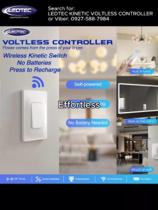 LEDTEC Self-Powered Wireless Light Switch Kit – No Batteries No Wiring Required – Kinetic Wall Switch with 150m Range – Voltless Remote Controller for Home Office or Warehouse – 10-Year Warranty & Local Philippine Support LDTC5JS1