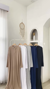 Manohara Maxy Basic Wanita Korea Wanita Lengan Panjang Atasan Wanita Remaja Kekinian Terbaru Outfit Casual OOTD Hijab