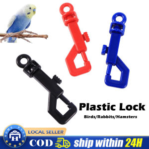 【Local Delivery】 Plastic Door Hook Lock for Pet Dog Cat Bird Cage Fashion Colorful Spring Buckle P-type Safety Key Lock LZC-Cage-Lock