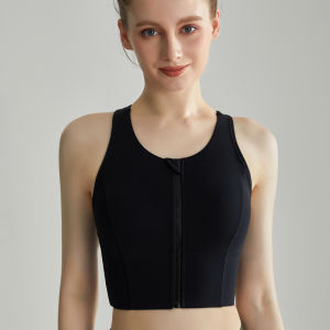 Sports Bra High Strength Shockproof Front Zipper Integrated Fixed Cup I-Shaped Beautiful Back Sports Bra