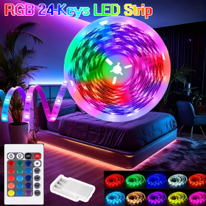 WELPUR | RGB 2835 Light Strip 1M/3M/5M/10M Battery Box LED Rope Light With 24Keys remote control For Living Room Bedroom Home Decoration