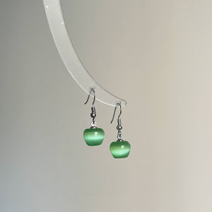 Mint Green Imitation Cats Eye  Ear Hooks Unique Cool Style Elegant Ear Studs Versatile Beautiful Fashion Jewelry