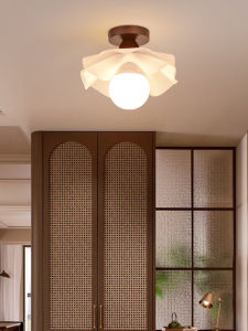DGY | Retro Style Walnut Wood Flower Design Ceiling Light