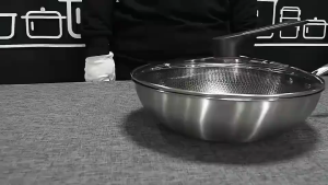 Honeycomb Frying Pan Stainless  32cm Periuk Non Stick Kuali Wok Frypot 304 Stainless Steel Cookwar 炒锅