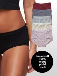 LUCASWELL Womens Merino Wool Triangle Panties Elastic Thread Shorties Solid Color Simple Four Seasons Daily Briefs