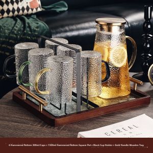 CRISTALGLASS | Vintage Hammered Glass Water Set