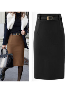 Autumn and Winter New Wool Fitted Skirt Mid-length High Waist Long Skirt Plus Size