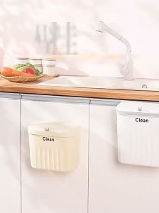 Kitchen Trash Bin Wall Mounted Hanging Trash Can with Lid Toilet Waste Garbage Bin 8.5/12L Large Capacity Garbage Basket