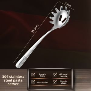 Cheemee 304 Stainless Steel Pasta Ladle Noodle Strainer Kitchen Cooking Utensil Home Use Egg Noodles Rice Noodles Filtering Spoon