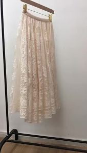 Váy Ren Móc Len Nữ Vintage Kiểu Boho Cạp Cao Dài Maxi Dáng Chữ A Dài Đến Giữa Bắp Chân Mùa Xuân Hè Thiết Kế Rỗng Kiểu Váy Xòe Nữ