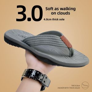 Mens Summer Outdoor Sandals High-End Sensation Anti-Slip Wear-Resistant Odor-Resistant Flip Flops Beach Shoes Casual Style