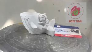 Tượng thạch cao tô màu hình em bé và cá heo may mắn trồng sen đá xương rồng (Không kèm màu)