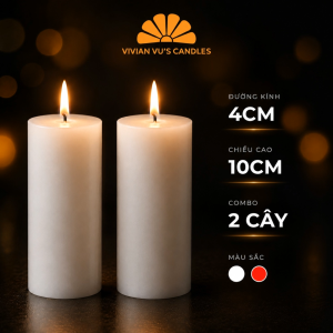 Combo nến trụ đôi 4x10cm Vivian Vus Candles - Nến trang trí Decor tiệc