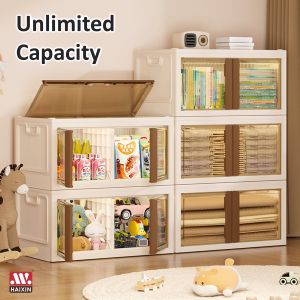 กล่องเก็บของพับได้ ไซด์ใหญ่ XXL 150L กล่องเก็บของอเนกประสงค์ แข็งแรง ซ้อนได้ มีล้อ สไตล์มินิมอล  พร้อมส่ง