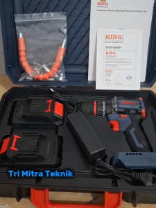 Mesin Bor Baterai KING 42Vf Bor Impact Drill Full Set Heavy Duty Bor Cordless