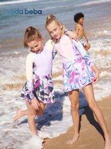 VODABEBA | Long Sleeve Sun Protection Swim Dress for Girls