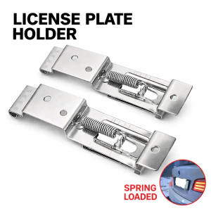License Plate Holder Stainless Steel Spring Loaded Bracket Frame Holder Clamps 2/4PCS Car Trailer RV Accessories