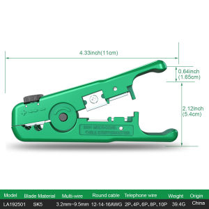 LAOA Multi-Function Adjustable Coaxial Cable Stripper Network Wire Peeler Cutter Tool SK5 Blade