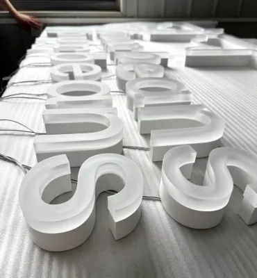 Custom Frosted Acrylic 3D Illuminated Letters LED Double-Layer Backlit Signs Storefront Facade Signage Indoor Light-Up Logos Custom-Size Letters for Studio Fronts