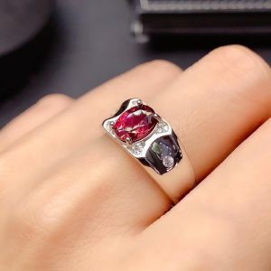 New Classic Red Garnet Gem Man Ring: A Stylish Choice for Men