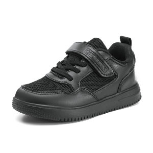 Childrens Fashion Sports Shoes Black Student Kids Boys & Girls Non Slip Flat Walking Shoes Lightweight Breathable Tennis