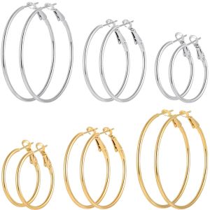 3 Pairs Hoop Earrings for Women Stainless Steel Hoops Earrings Set Lightweight Large Hoops Women Earrings Loop Earrings Set