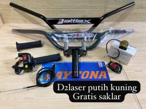 Paketan stang trail monster plat hitam+adaftor stang+gas spontan 2tombol+lampu tembak led=Gratis saklar