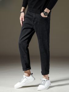 HENGYUANXIANG | Fashionable Slim Fit Straight Leg Stretchy Casual Jeans Mens Denim Pants Spring Autumn Wear Elastic Low Waist Zipper Fly