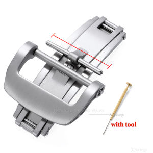 New High Quality Stainless Steel Folding Button 18mm 20mm Double Press Butterfly Buckle for Richard Watch Strap Clasp Silver