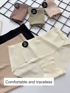 6&12pcs Comfortable Skin friendly Mid Rise Ice Silk Seamless 7A Cotton Antibacterial Pantibacterial#819