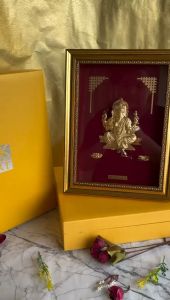 LORD GANESHA - 24K Gold Foil 3D Frame ( 22cm x 29 cm)