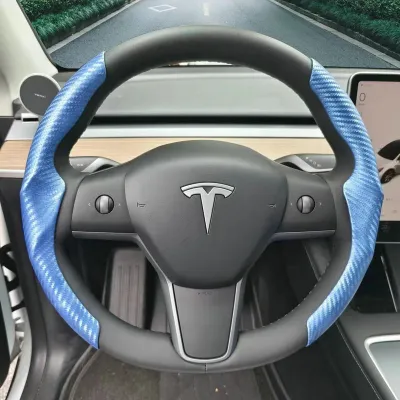 Custom Fit Sweat-Absorbent Steering Wheel Cover for Tesla Model3 Y