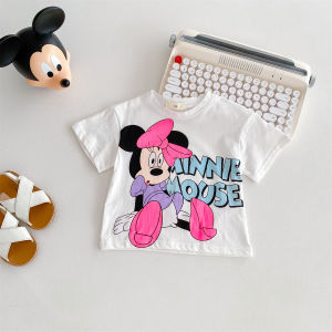 Disney Cartoon Cute Baby Girl Boy T-shirt Summer Clothing Printed Minnie Children Tees Short Sleeve Tops Crewneck Kids T Shirts