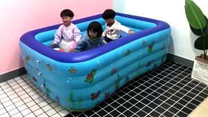 [✅SG Ready Stock] Large Inflatable Swimming Pool Kolam Mandi 3 Ring Rectangular Family Swimming Pool