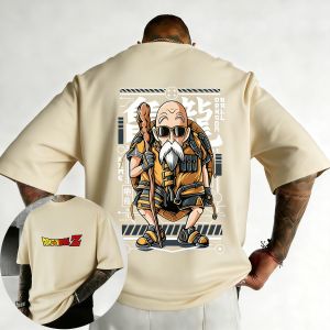 Bandai | Summer Anime Streetwear T-Shirt Men Dragon Ball Z Techwear Master Roshi Kanji Graphic Short Sleeve Oversized Loose Fit Fan Top