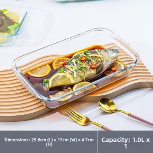 High Borosilicate Glass Dish for Microwave and Oven Baking Steaming Rectangular
