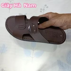 Dép Nam Quai Ngang HÀ NAM Da Bò Thật Cao Cấp DNA2226