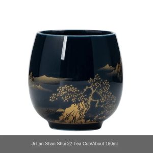 180ml Japanese Ceramic Tea Cup Jilan Minimalist Master Cup Large Black Glaze Household Kung Fu Tea Set Single Cup Tea Cup