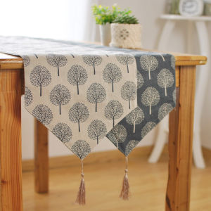 Chinese Style Table Flag Small Tree Pattern Tea Scented Mat Kitchen Tablecloth Zen Tea Towel Bed Flag Home Decorative Fabric