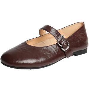 Belle | Retro Wrinkle Sheepskin Mary Jane Shoes