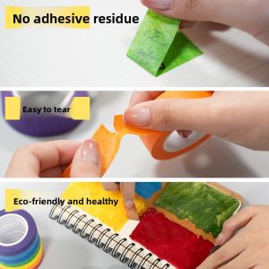 Colorful Hand-Tearable Painting Tape No Trace Art Student Drawing Decal Soft Wall Sticker Color-Coding Labeling Tape Paper