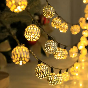 1 PC พลังงานแสงอาทิตย์โมร็อกโก Ball Fairy ไฟ Hollow Ball String Light 8 โหมดสําหรับบ้านสวนกลางแจ้ง Patio เทศกาลตกแต่ง