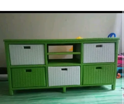 Redy Stok Lemari Rotan Sintetis Laci 5.CD Meja Tv Rak Buku Susun