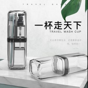 Travel Toiletry KIT/ 6 IN 1 Travel Pack Set/ Toothbrush Holder Cup Shampoo Refill Bottle Toiletries