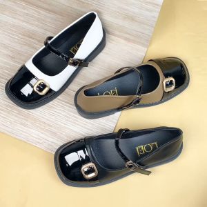 1825 Sepatu Flat Shoes Wanita Fashion Import Glossy Dengan Tali Kekinian Bisa COD (With Box)