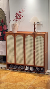 7/8 Layer Wood Shoe Rack Organizer with Door Bamboo Shelf Rack Cabinet Large Capacity Shoe Cabinet