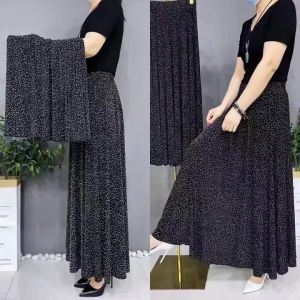 กระโปรงทรงเอเอวสูงผ้าไหมน้ำแข็งบางสำหรับฤดูร้อน กระโปรงทรงเอยาวปานกลาง กระโปรงทรงเอเอวสูงสำหรับผู้หญิง